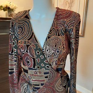 Janine Italy 80-90s Vintage Retro Metallic Top